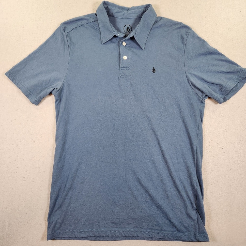 Volcom Men's Medium Blue Polo True To This Subtle Logo